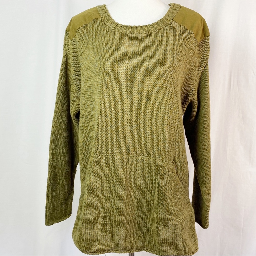 Hurley Olive Green Sweater Kangaroo Pocket Covered Shoulder Med